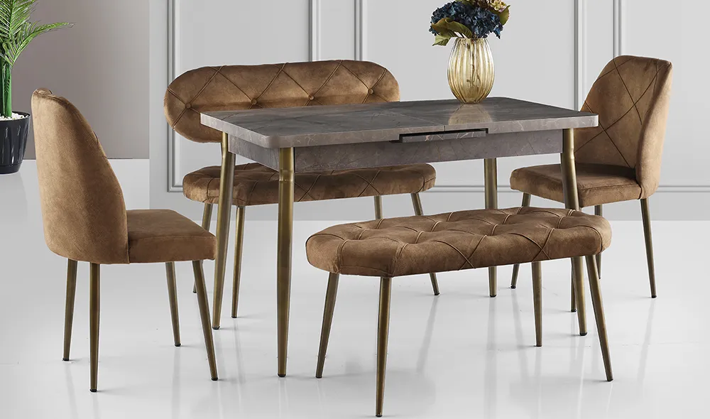 Yemek Masası + 2 Sandalye + Bench Takımı